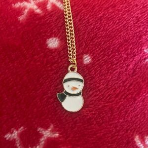 Gold Snowman Pendant Necklace